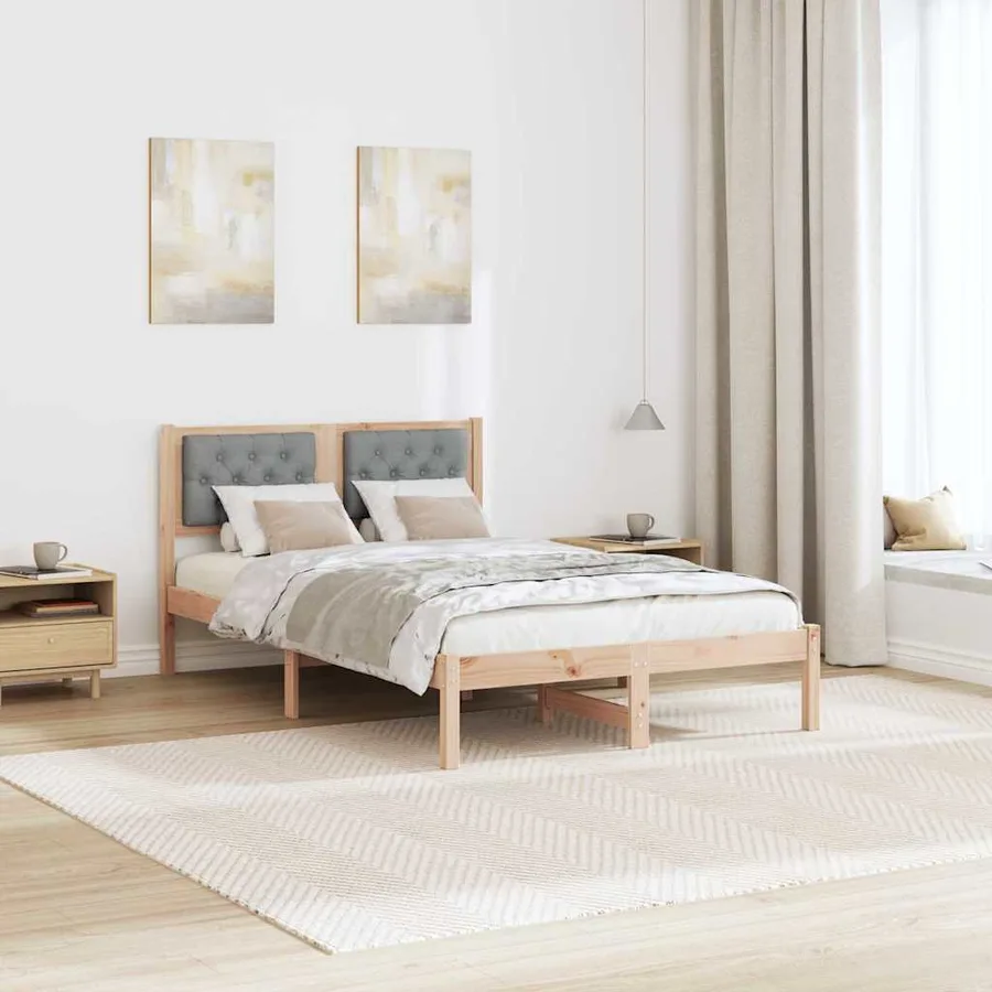 Cadre de lit Gris clair 120 x 200 cm Pin massif - 4