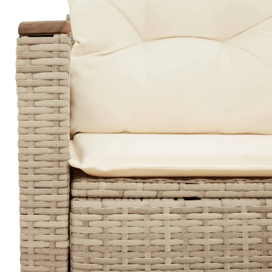 Canapé de jardin avec coussins 2 places beige résine tressée - 7
