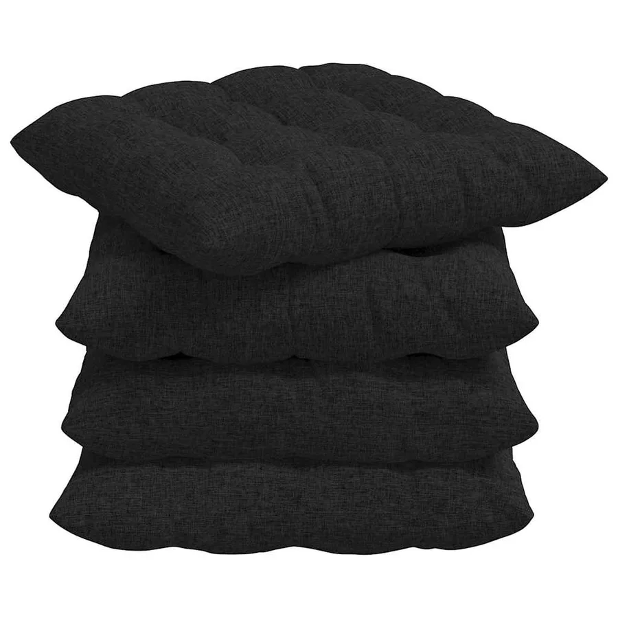 Coussins de siège 4 pcs Noir 40 x 40 x 6 cm tissu - 2
