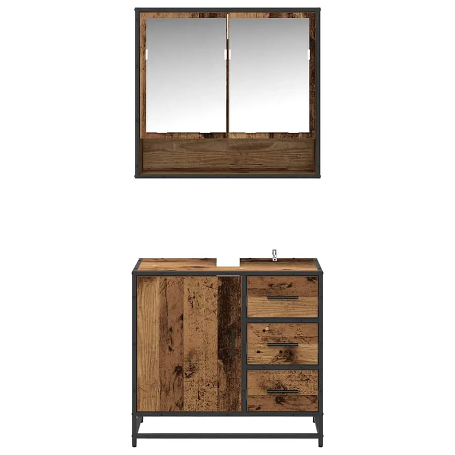 Ensemble de mobilier de salle de bain 2 pcs Bois Ancien - 7