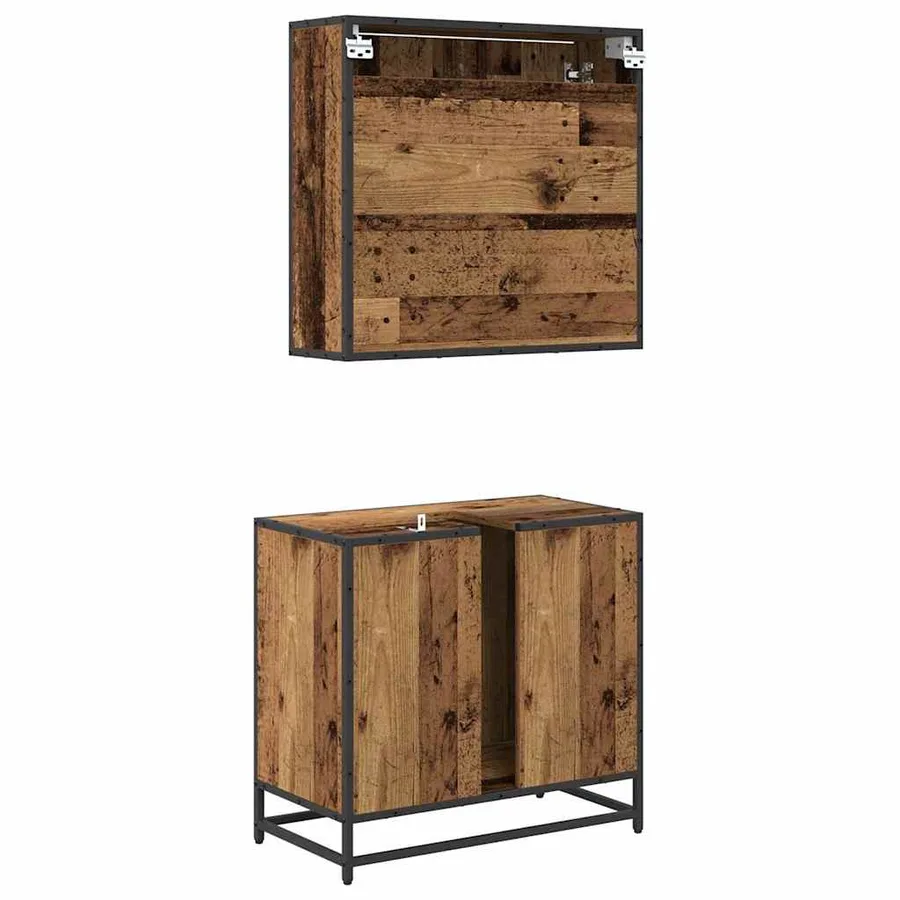 Ensemble de mobilier de salle de bain 2 pcs Bois Ancien - 9
