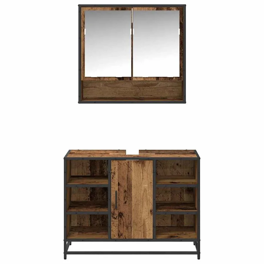 Ensemble de mobilier de salle de bain 2 pcs Bois Ancien - 7