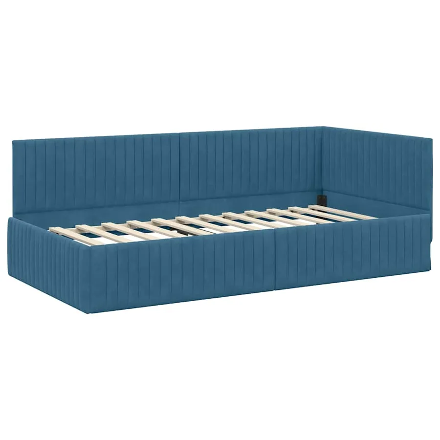 Cadre de lit d'angle avec matelas 2 pcs Bleu Velours - 6