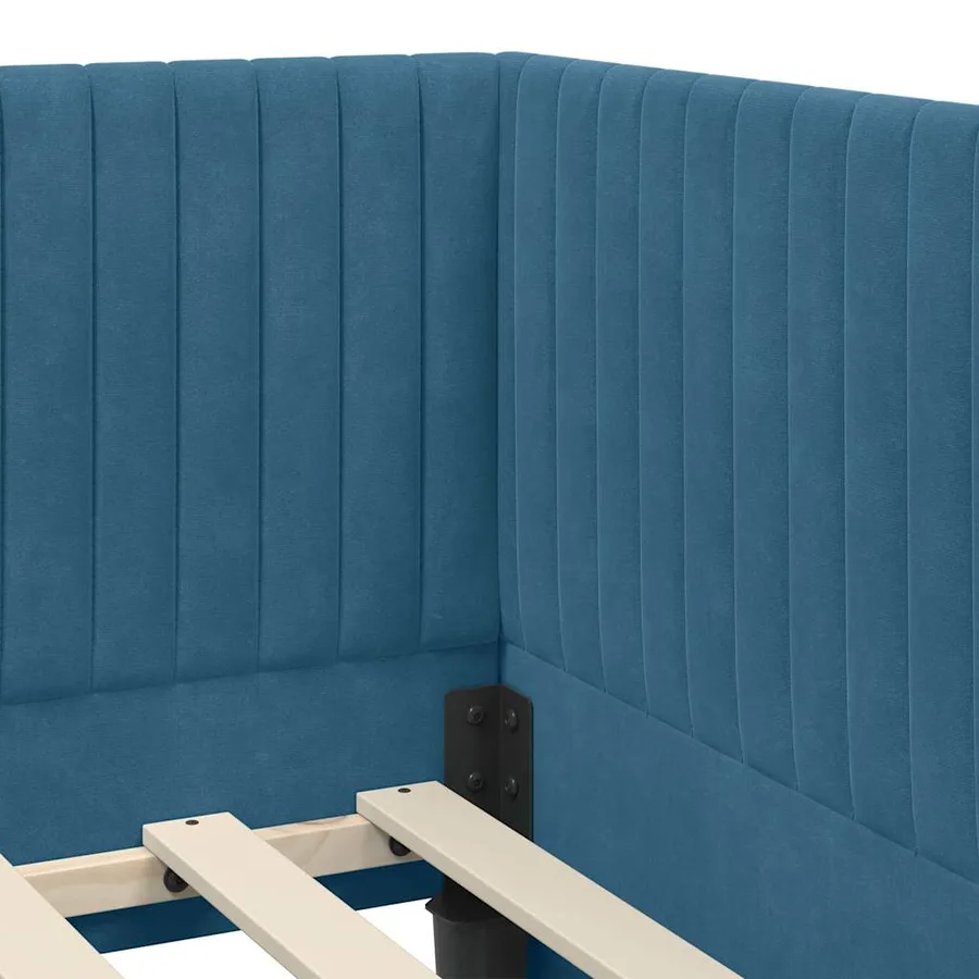 Cadre de lit d'angle avec matelas 2 pcs Bleu Velours - 8