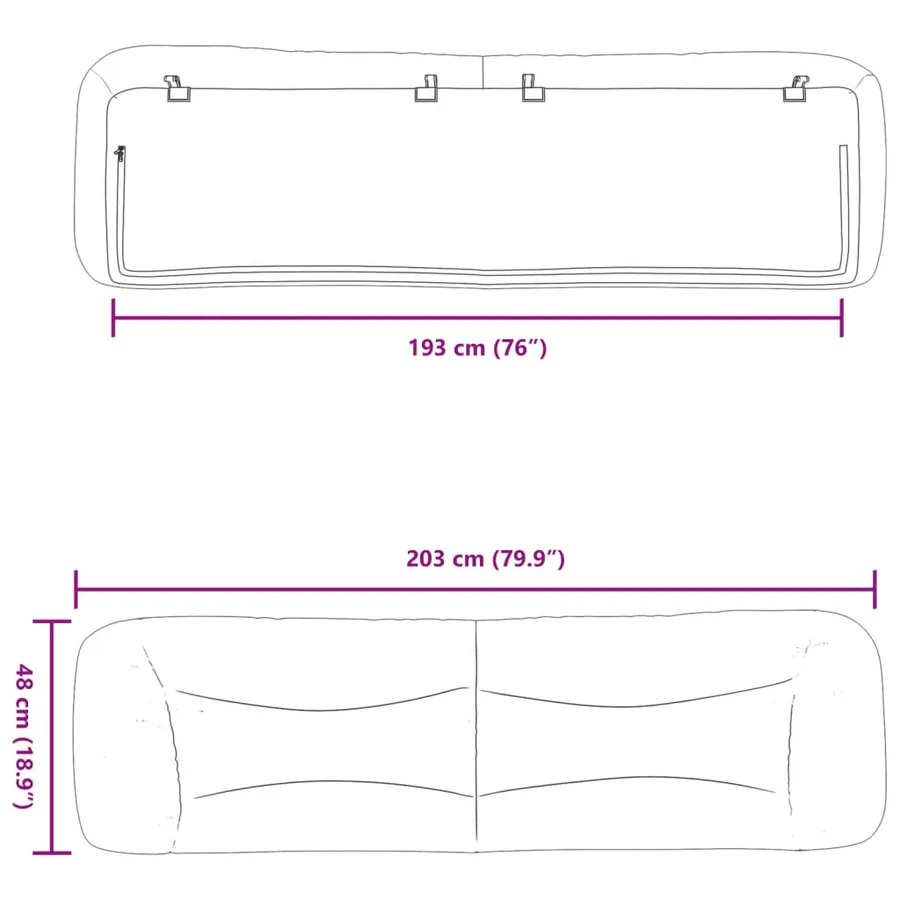 Coussin de tête de lit Hvar blanc 193 cm similicuir - 10