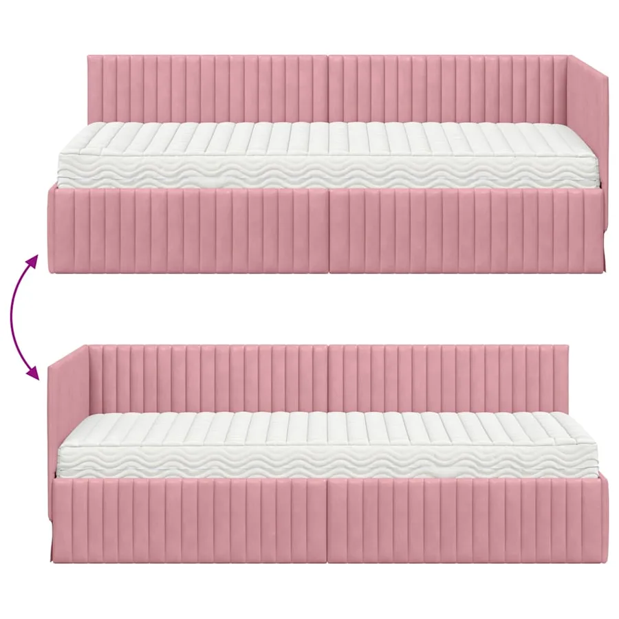 Cadre de lit d'angle avec matelas 2 pcs Gris Velours - 12