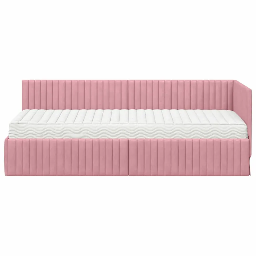 Cadre de lit d'angle avec matelas 2 pcs Gris Velours - 5