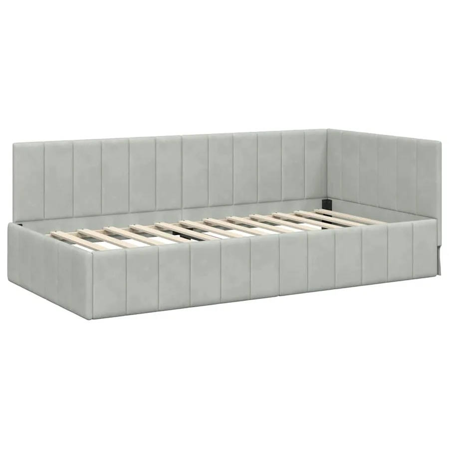 Cadre de lit d'angle avec matelas 2 pcs Gris clair Velours - 6