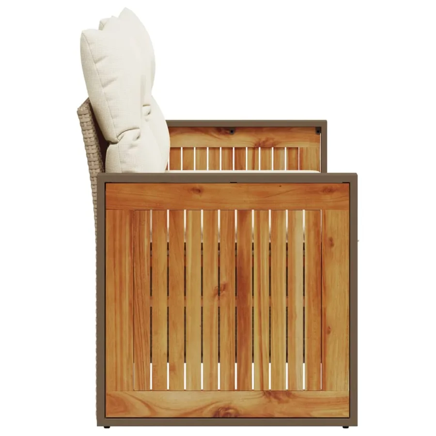 Canapé de jardin avec coussins 2 places beige résine tressée - 5