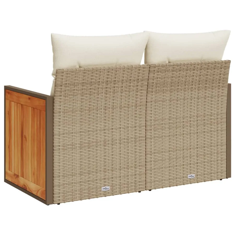 Canapé de jardin avec coussins 2 places beige résine tressée - 6