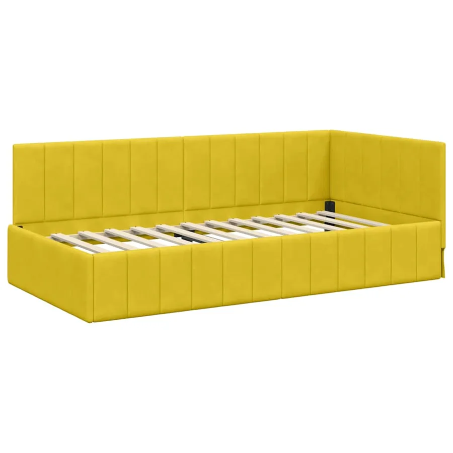Cadre de lit d'angle Jaune 90 cm x 190 cm Velours - 4