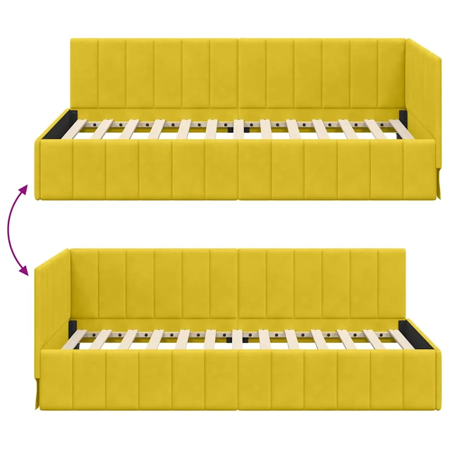 Cadre de lit d'angle Jaune 90 cm x 190 cm Velours - 9