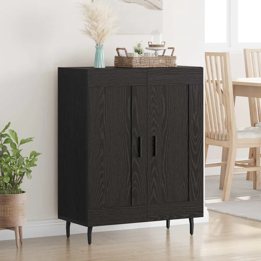 Buffet Chêne noir 69,5 x 34 x 90 cm Bois d'ingénierie et fer
