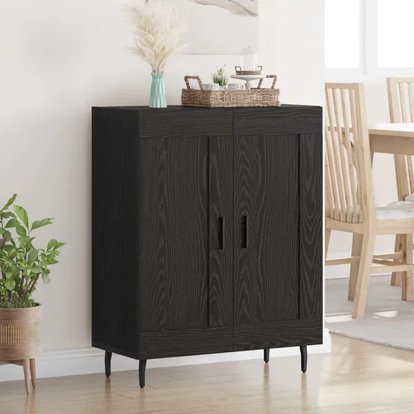 Buffet Chêne noir 69,5 x 34 x 90 cm Bois d'ingénierie et fer