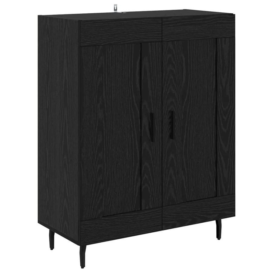 Buffet Chêne noir 69,5 x 34 x 90 cm Bois d'ingénierie et fer - 2