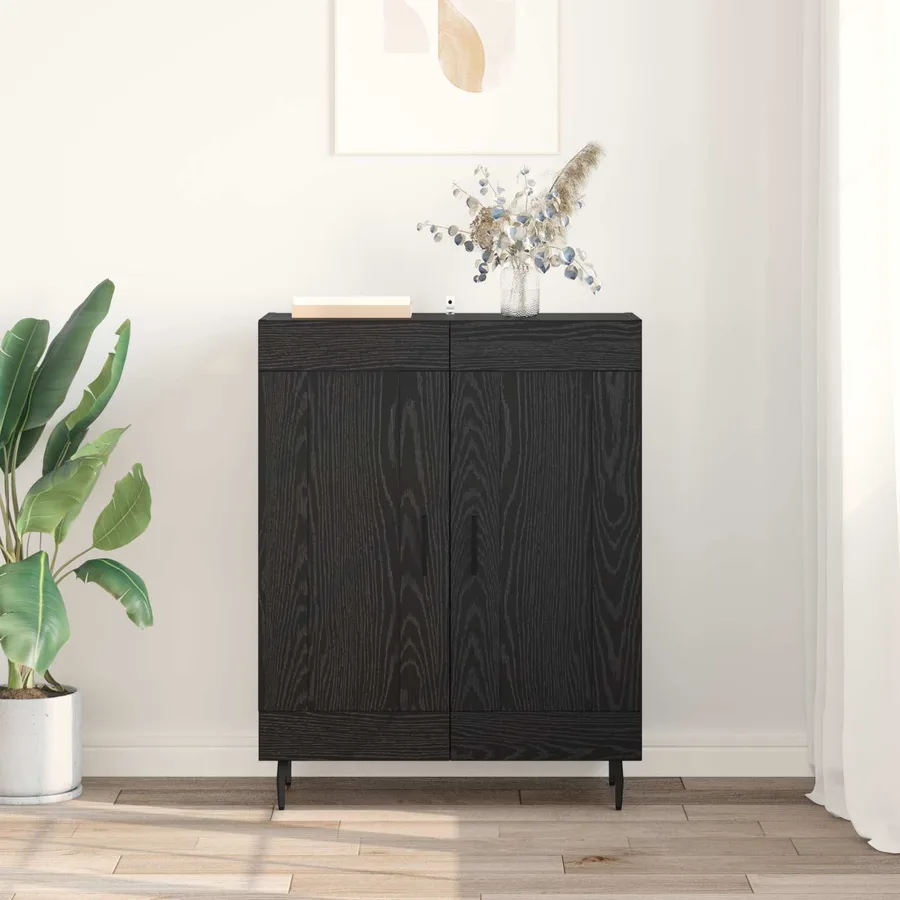 Buffet Chêne noir 69,5 x 34 x 90 cm Bois d'ingénierie et fer - 4
