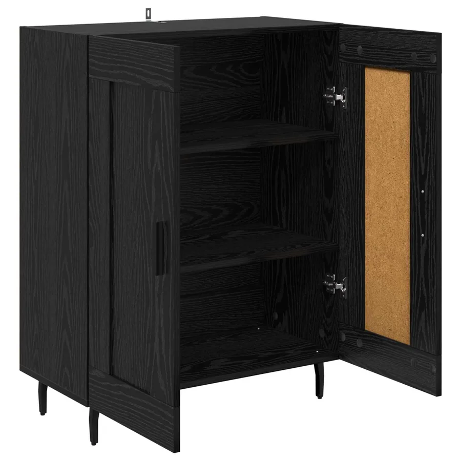 Buffet Chêne noir 69,5 x 34 x 90 cm Bois d'ingénierie et fer - 5