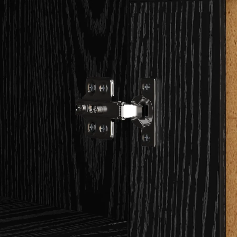 Buffet Chêne noir 69,5 x 34 x 90 cm Bois d'ingénierie et fer - 9