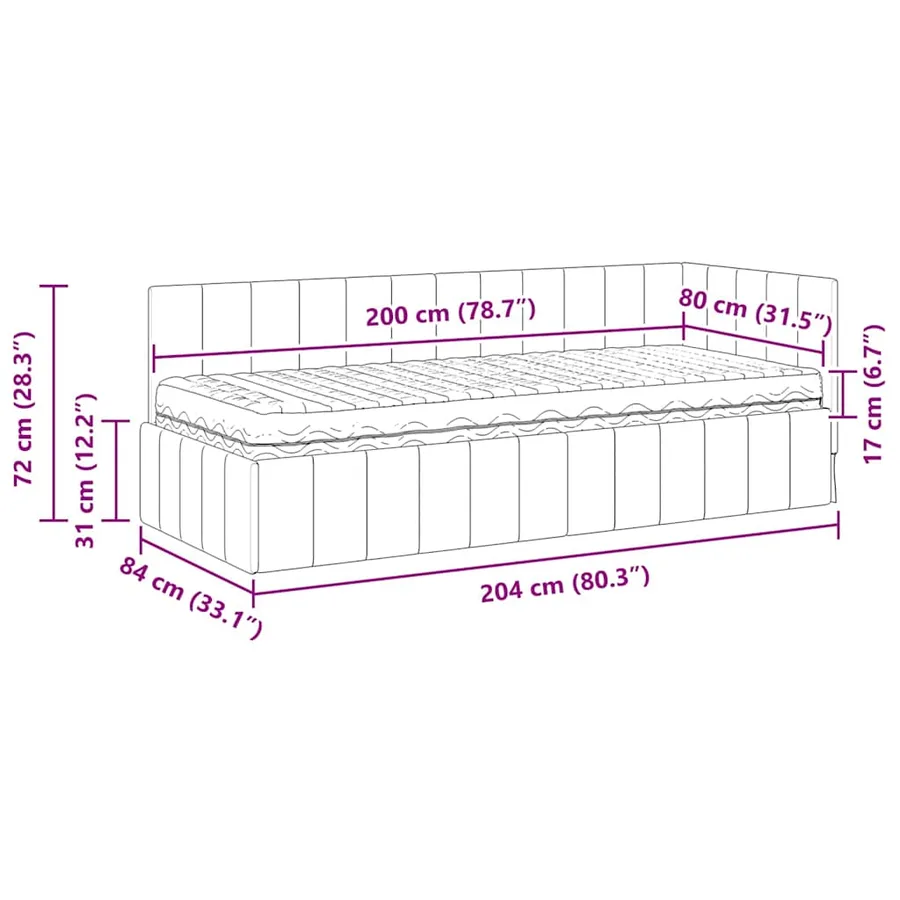 Cadre de lit d'angle avec matelas 2 pcs Noir Velours - 14
