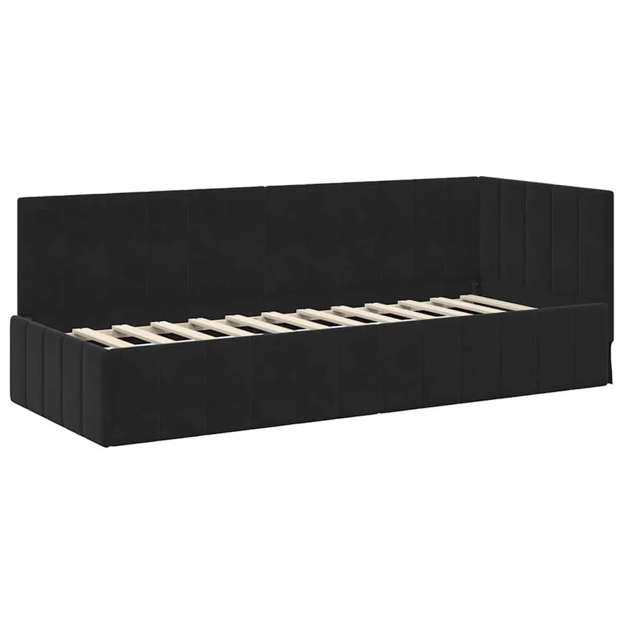 Cadre de lit d'angle avec matelas 2 pcs Noir Velours - 6
