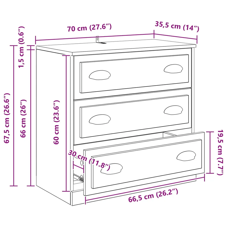 Buffets 3 pcs Chêne noir 210 x 35,5 x 67,5 cm Bois d'ingénierie - 15