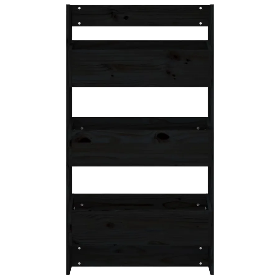 Jardinière murale 3 niveaux 60x18,5x110 cm noir bois pin massif - 4