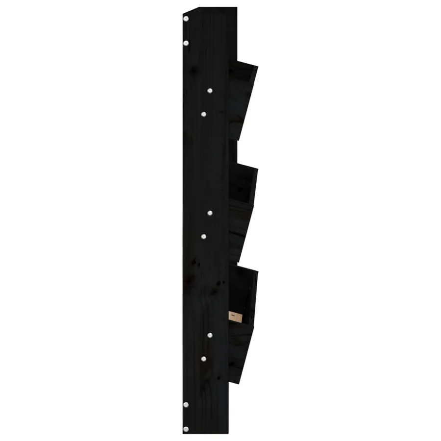 Jardinière murale 3 niveaux 60x18,5x110 cm noir bois pin massif - 5