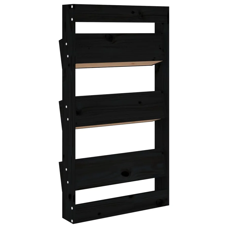 Jardinière murale 3 niveaux 60x18,5x110 cm noir bois pin massif - 6