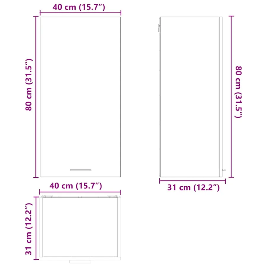 Armoire suspendue Gris béton et Blanc 40 x 31 x 80 cm - 13