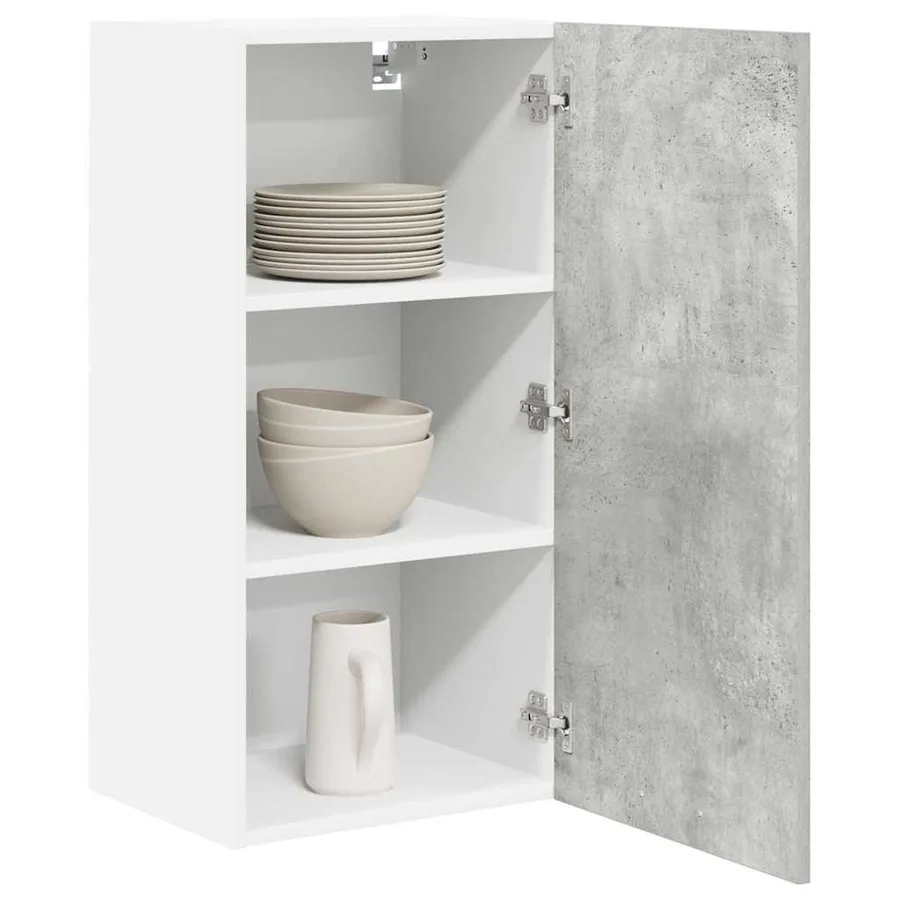 Armoire suspendue Gris béton et Blanc 40 x 31 x 80 cm - 3