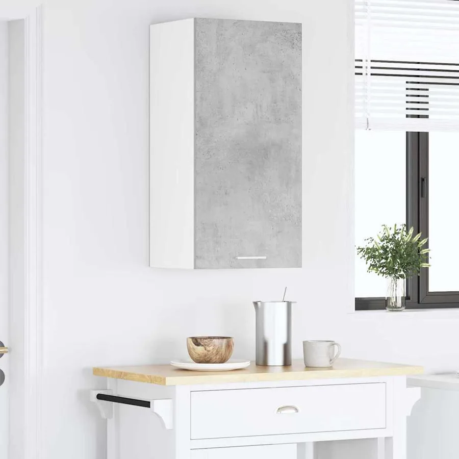 Armoire suspendue Gris béton et Blanc 40 x 31 x 80 cm - 4
