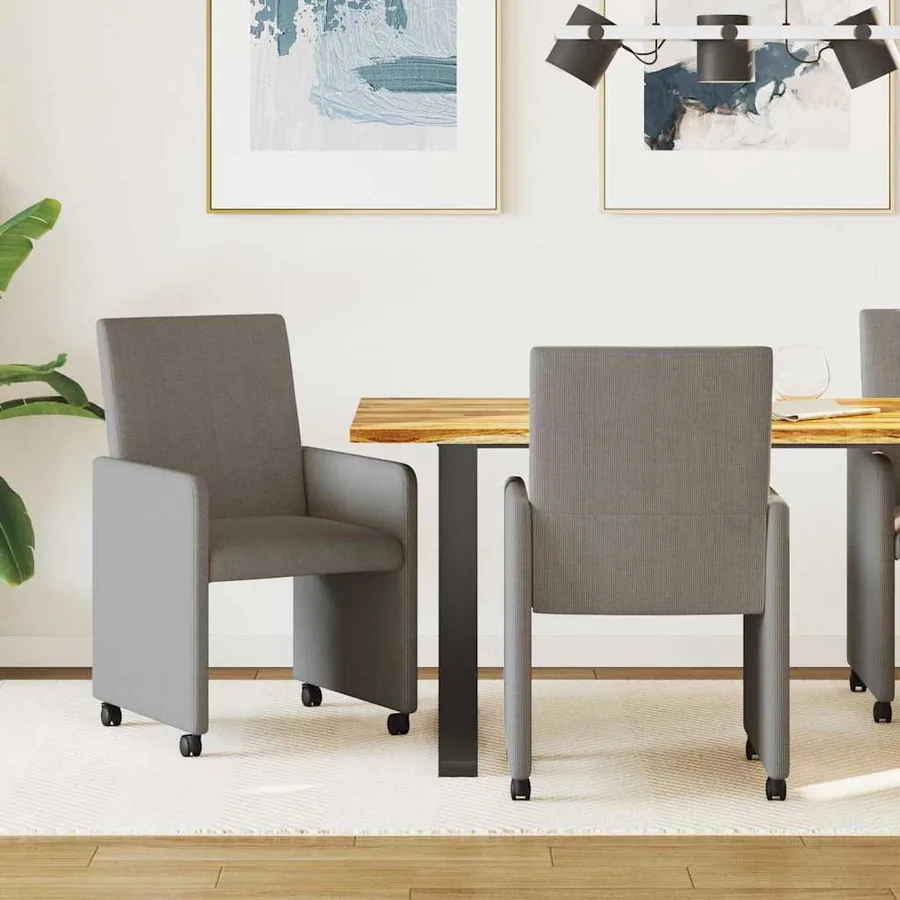 Chaises de Salle à Manger avec Roues 2 pcs Gris clair