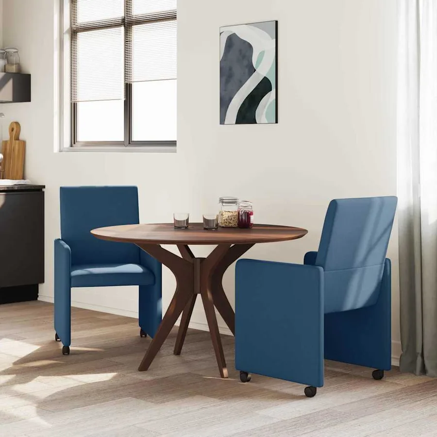 Chaises de Salle à Manger avec Roues 2 pcs Bleu 57 x 66 x 94 cm - 3