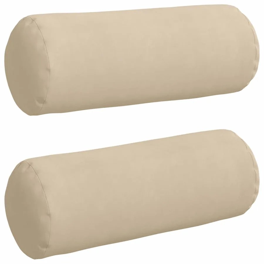 Coussins d'accent 2 pcs Crème Ø 25 x 70 cm Tissu en microfibre - 2