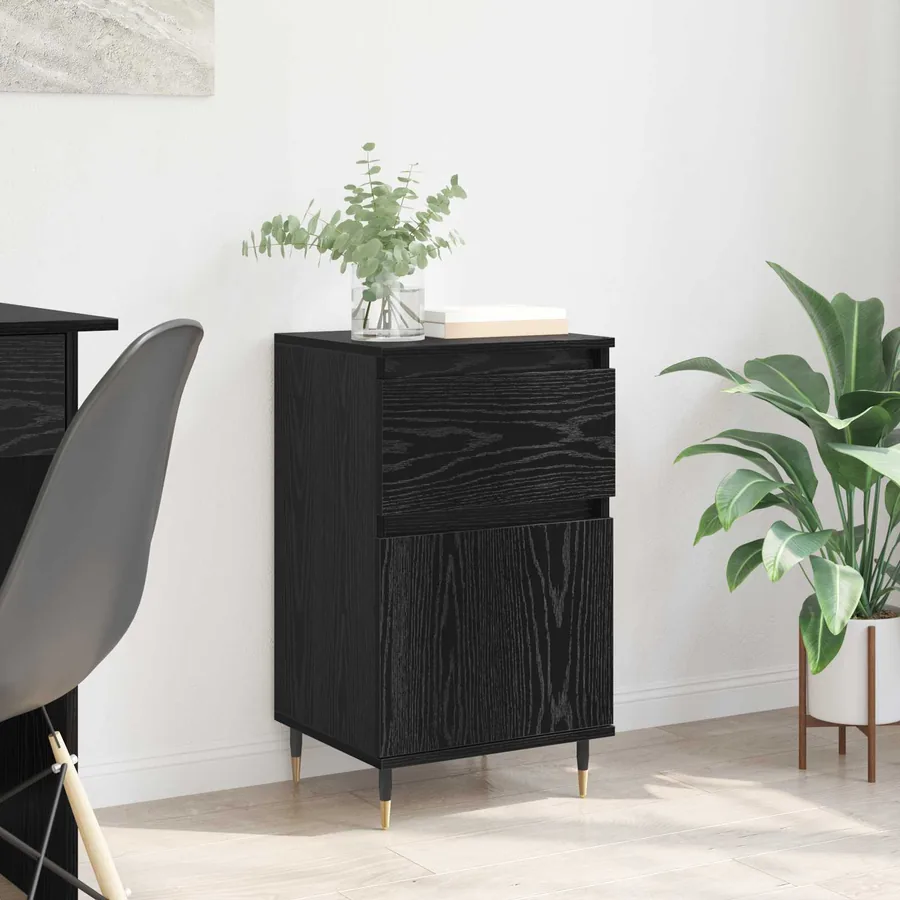 Buffet Chêne noir 40 x 35 x 70 cm Bois d'ingénierie et fer