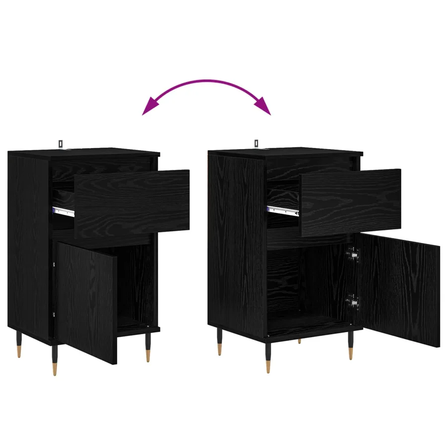 Buffet Chêne noir 40 x 35 x 70 cm Bois d'ingénierie et fer - 12