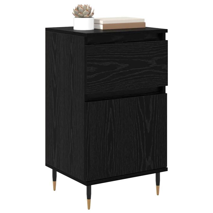 Buffet Chêne noir 40 x 35 x 70 cm Bois d'ingénierie et fer - 3