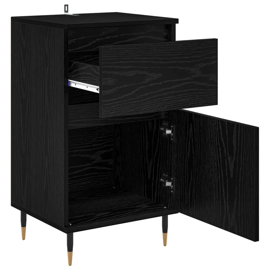 Buffet Chêne noir 40 x 35 x 70 cm Bois d'ingénierie et fer - 5