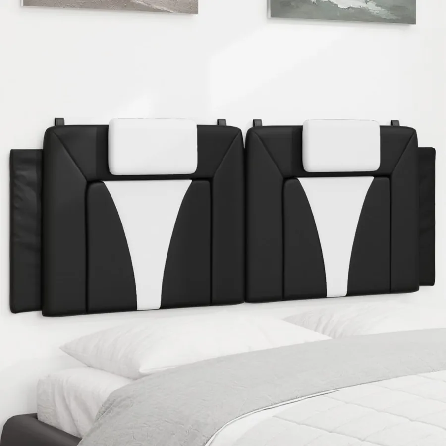 Coussin de tête de lit Viana noir et blanc 152 cm similicuir