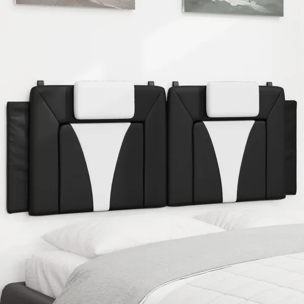 Coussin de tête de lit Viana noir et blanc 152 cm similicuir