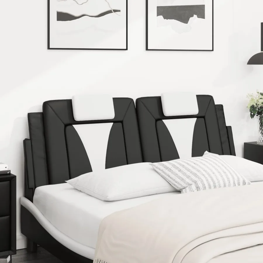 Coussin de tête de lit Viana noir et blanc 152 cm similicuir - 3
