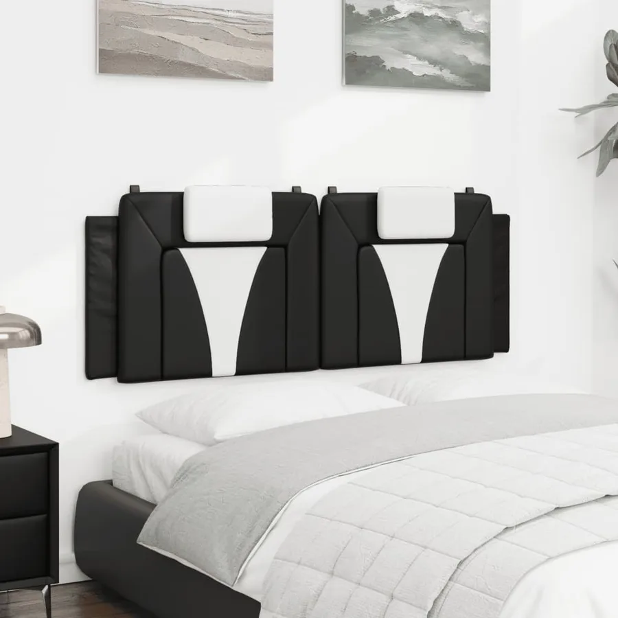 Coussin de tête de lit Viana noir et blanc 152 cm similicuir - 4