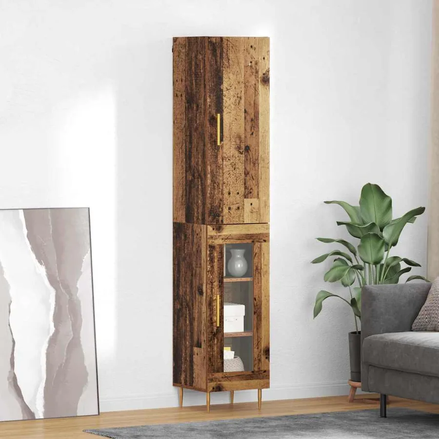 Haut Armoire 2 pcs Bois Ancien Bois d'ingénierie