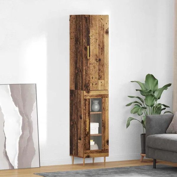 Haut Armoire 2 pcs Bois Ancien Bois d'ingénierie
