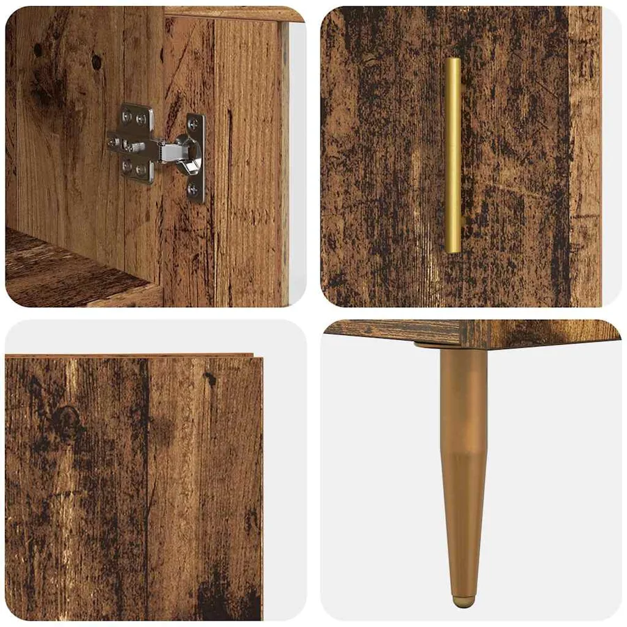 Haut Armoire 2 pcs Bois Ancien Bois d'ingénierie - 11