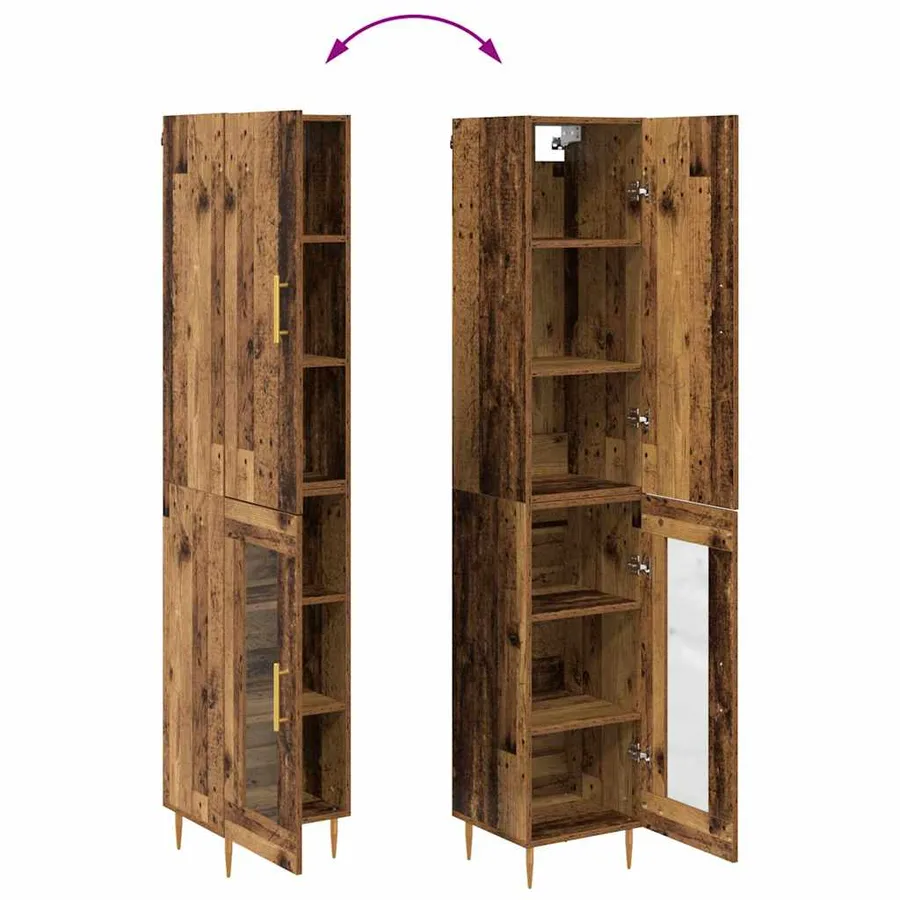 Haut Armoire 2 pcs Bois Ancien Bois d'ingénierie - 13