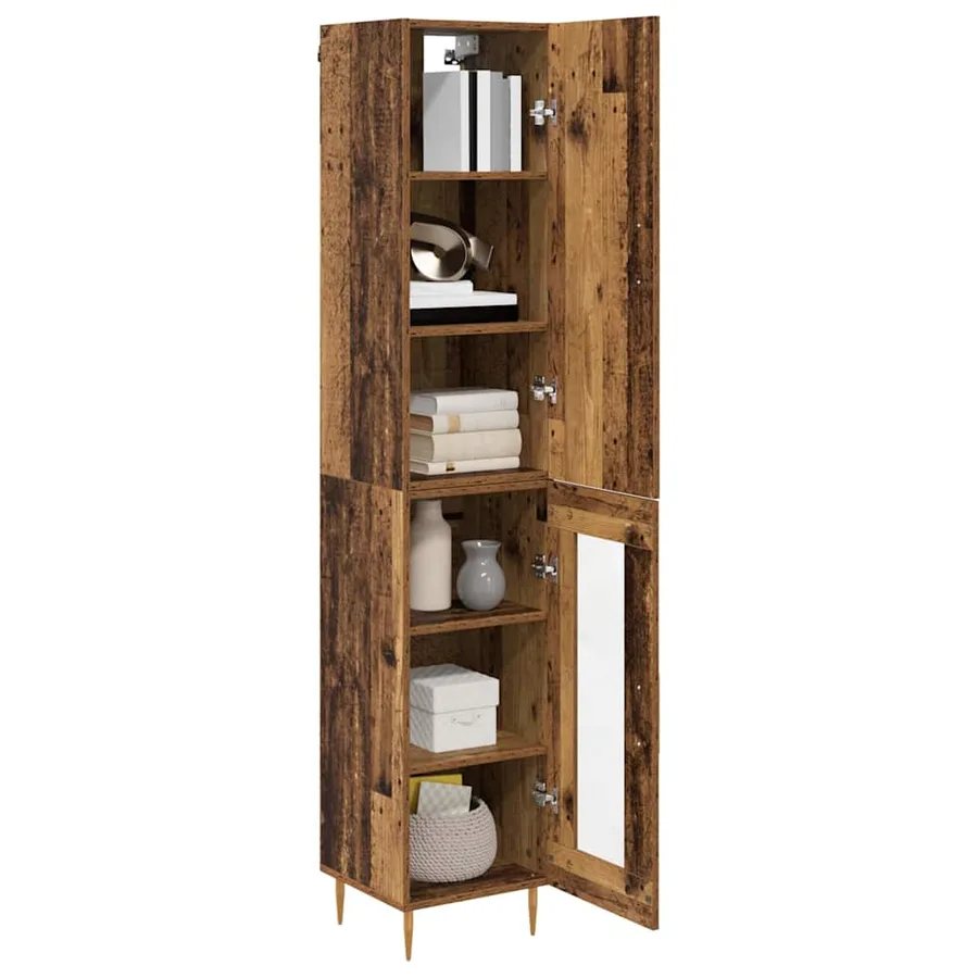 Haut Armoire 2 pcs Bois Ancien Bois d'ingénierie - 3