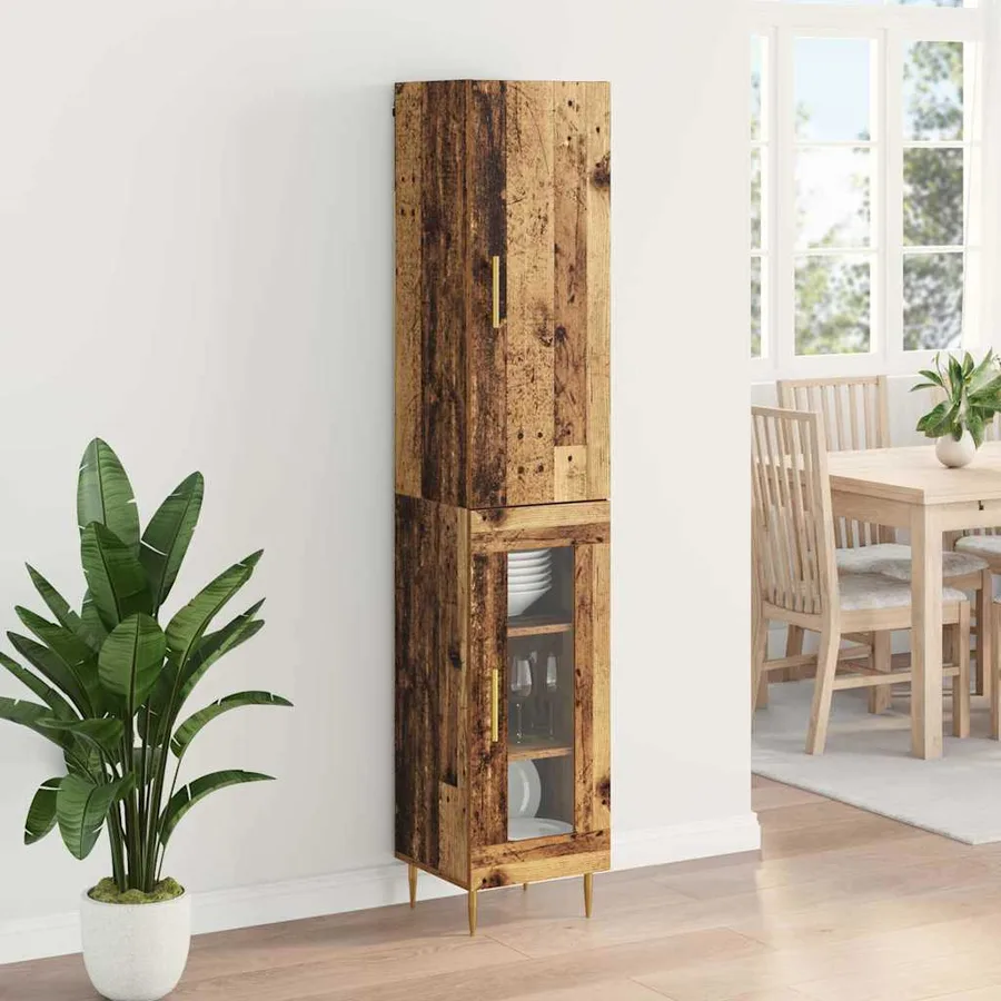 Haut Armoire 2 pcs Bois Ancien Bois d'ingénierie - 4
