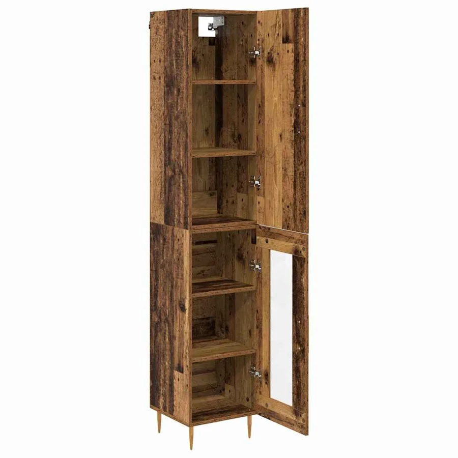 Haut Armoire 2 pcs Bois Ancien Bois d'ingénierie - 5