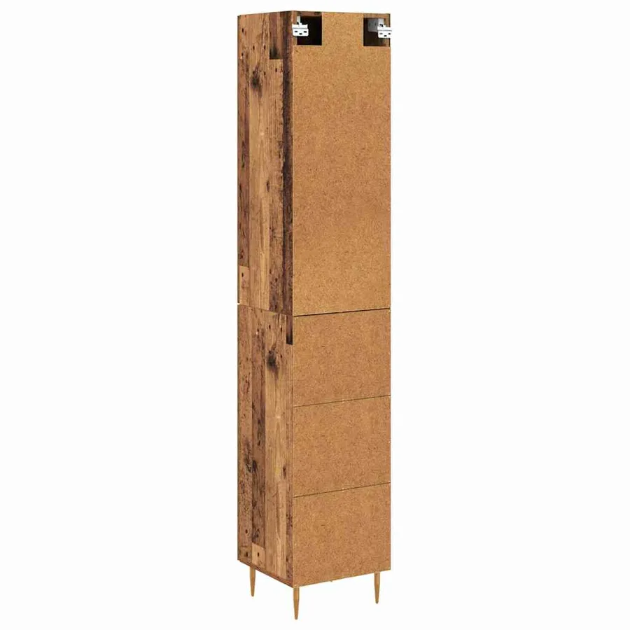 Haut Armoire 2 pcs Bois Ancien Bois d'ingénierie - 8
